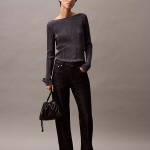 BNWT NEW Calvin Klein Plisse Ebony Low Back Slim T-Shirt issey mistake Sz LARGE!